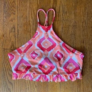Aerie Orange and Pink Halter Bikini Top